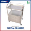 รถเข็นฉุกเฉินสแตนเลส 2 ลิ้นชัก PISIT รุ่น PP050(A)