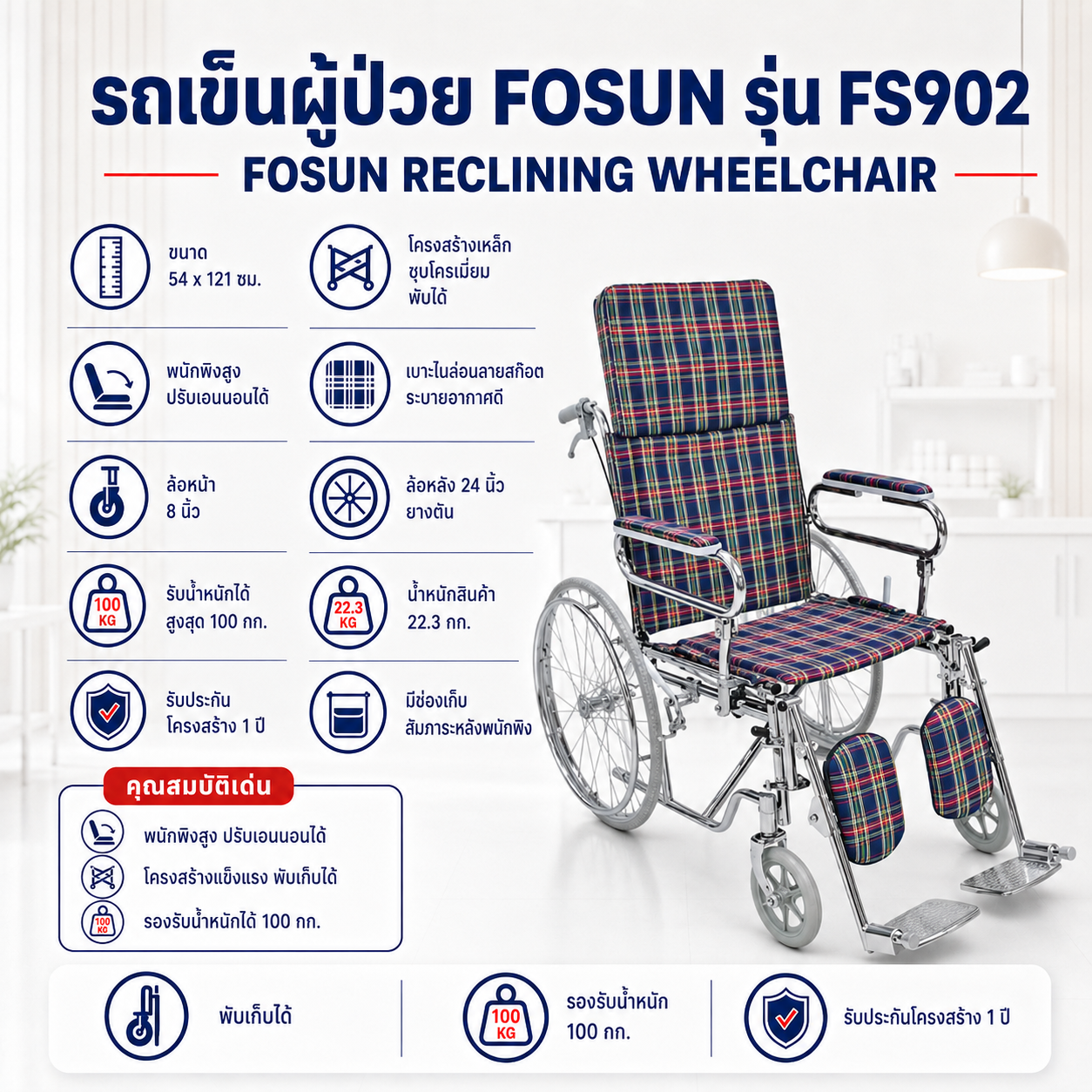 รถเข็นผู้ป่วย FOSUN FS902
