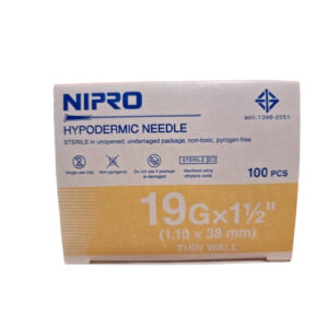 เข็มฉีดยา (Hypodermic Needle) ยี่ห้อ NIPRO เบอร์ 19x1 1/2"