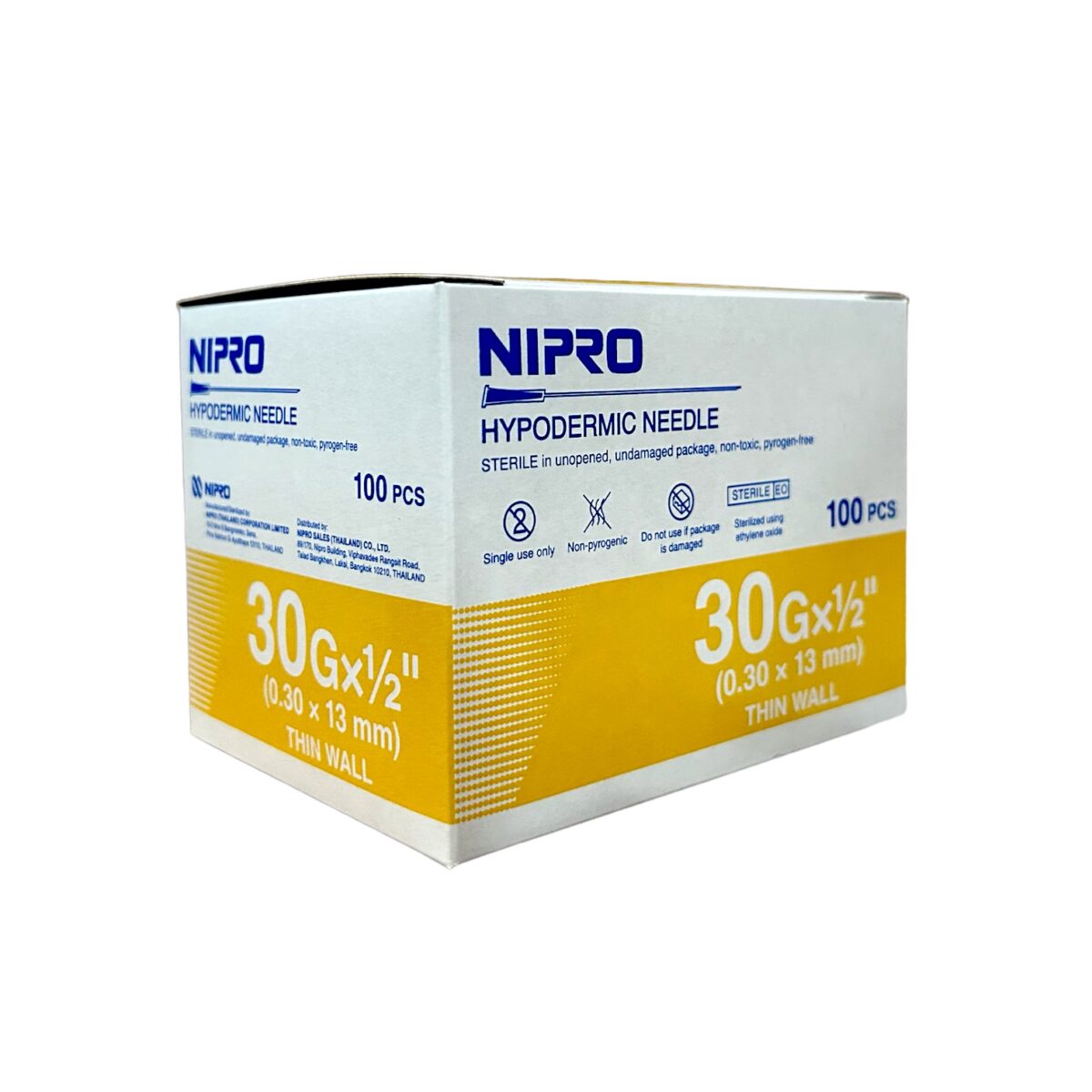 เข็มฉีดยา (Hypodermic Needle) ยี่ห้อ NIPRO เบอร์ 30Gx1/2"